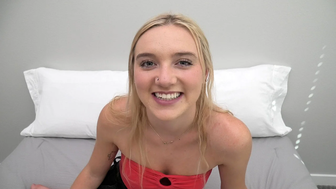 This blonde teen is adorable and brand new to porn